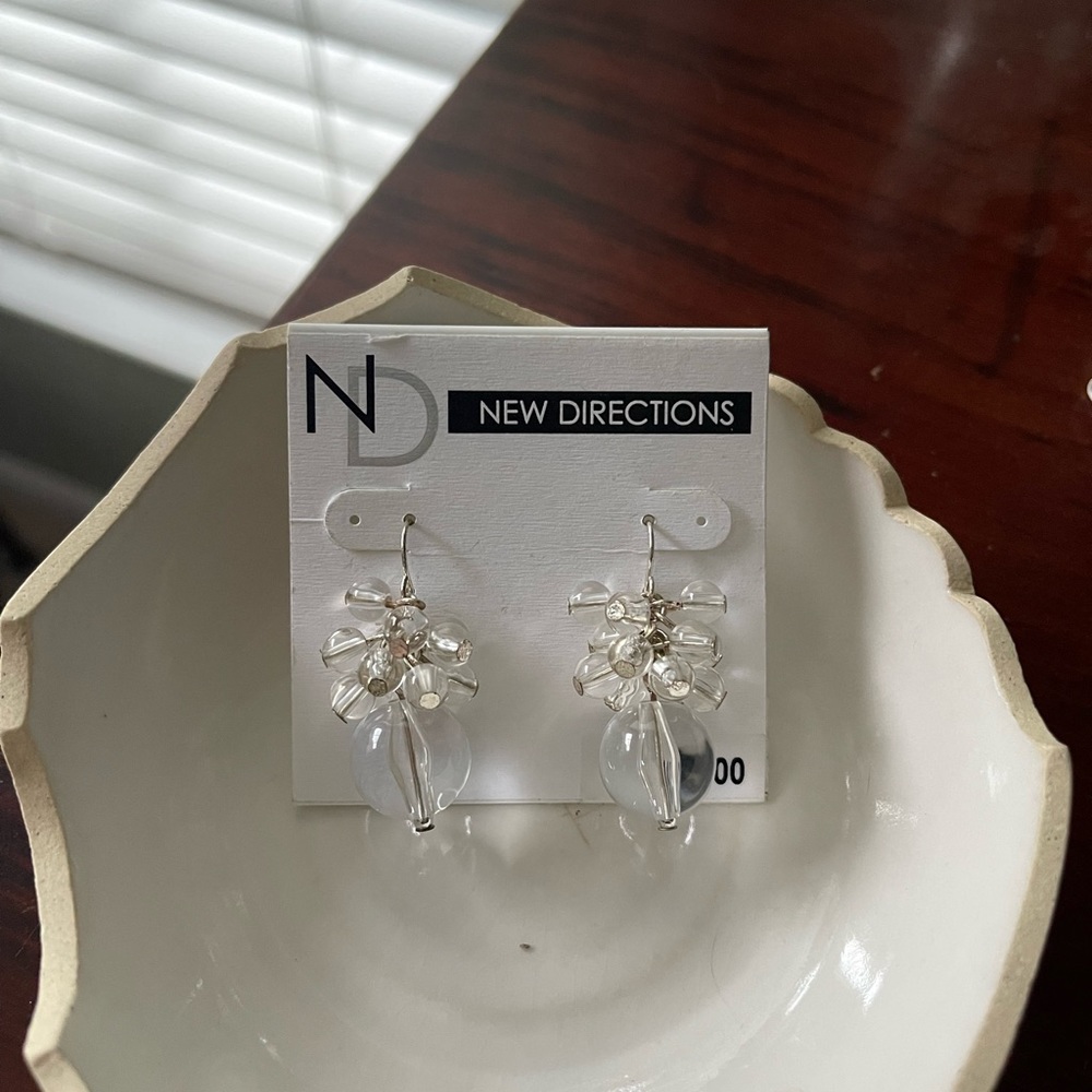 New Directions clear dangle earrings